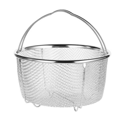 Mesh Steaming Basket Stainless Steel Comfortable Handles Heat Resistant Steaming Basket for Cooking Kitchen 18x18cm