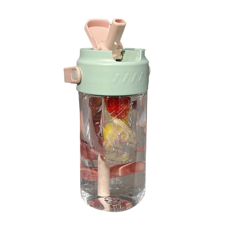 Straw Water Bottle Built in Tea Strainer with Handle PC 700ml Beautiful Cute Straw Bottle for Girls Women Green