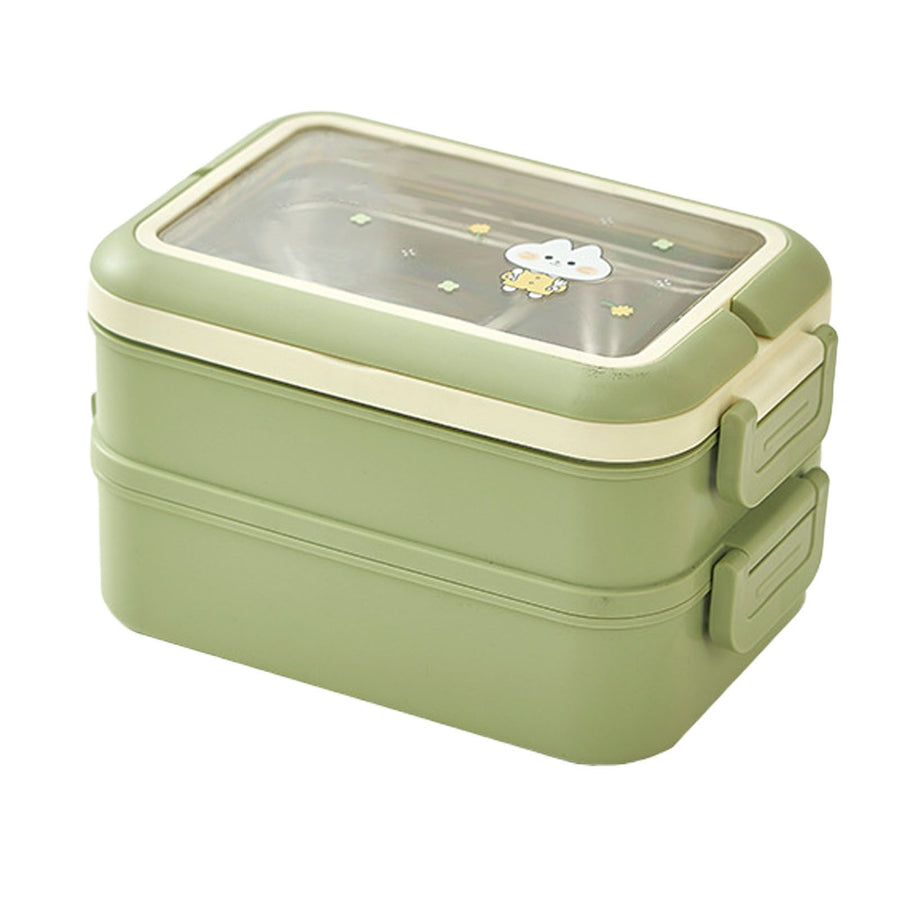 Stainless Steel Insulated Lunch Box Multiple Compartments Fashionable Safe Stainless Steel Bento Box for Students Kids Green