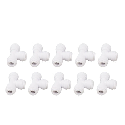 10PCS Push to Connect Fittings 8mm 5/16 Tee Coupling Quick Connector Plastic Tight Sealing Tube Fittings Home Beer Brewing Parts