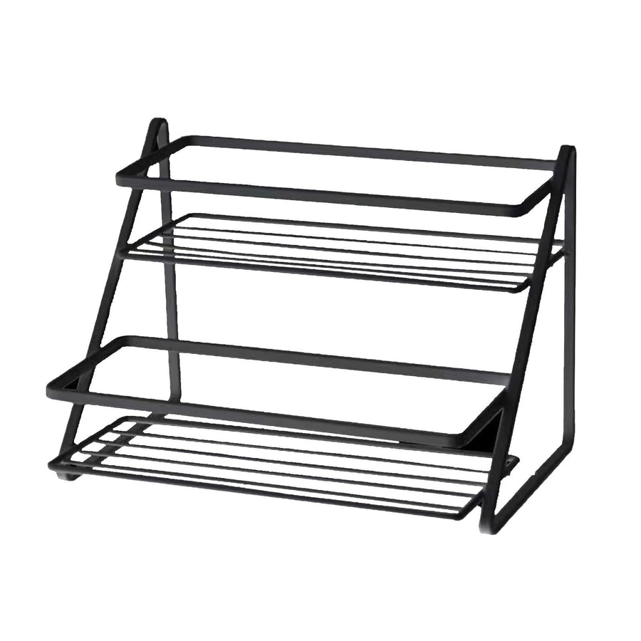 Kitchen Countertop Storage Rack Space Saving Multifunctional 2 Tiers Spice Toiletries Makeup Counter Standing Shelf Black