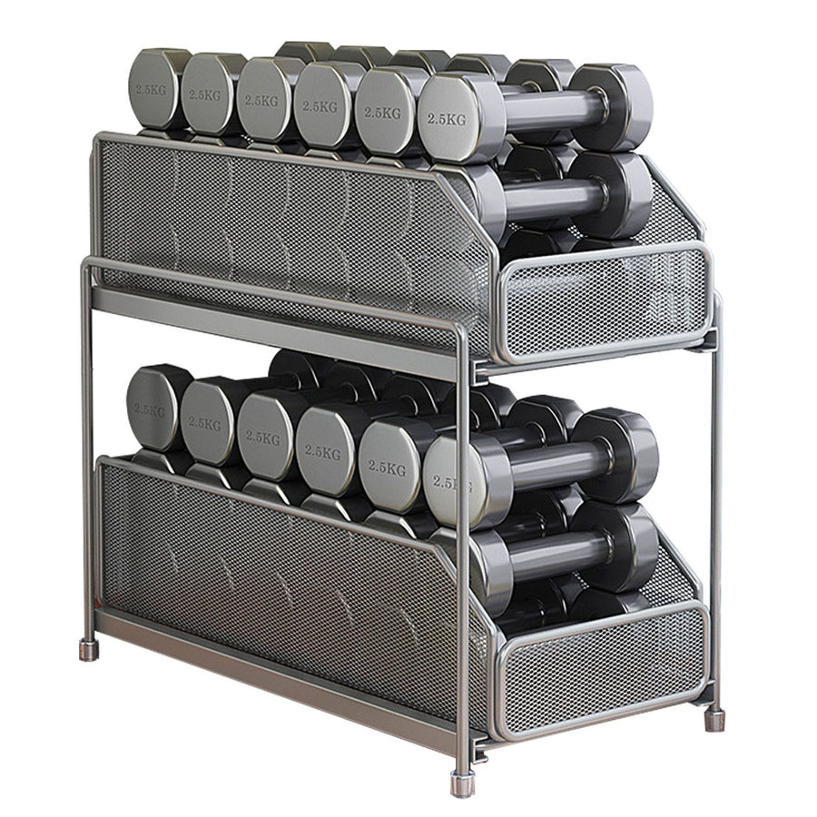 Pull Out Cabinet Organizer 2 Tier Carbon Steel Mesh Large Capacity Easy Maintenance Sliding Basket Drawer Silver
