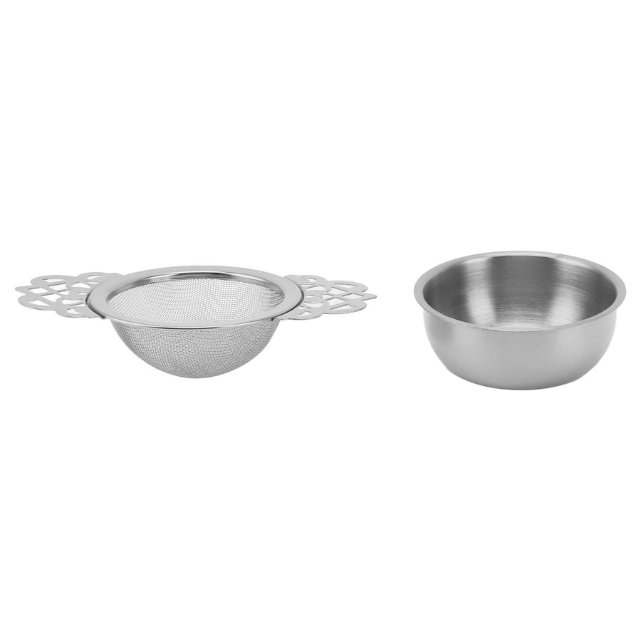 Stainless Steel Tea Strainers with Drip Bowl Double Handles Reusable Fine Mesh Tea Filters for Loose Leaf Herbal Kitchen Silver