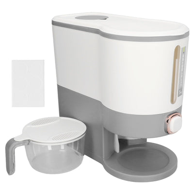Rice Dispenser Household Food Grade Dry Sealed Grain Cereal Dispenser Bucket for Rice Millet Black Rice Barley Mung Beans Red Beans Small Light Gray