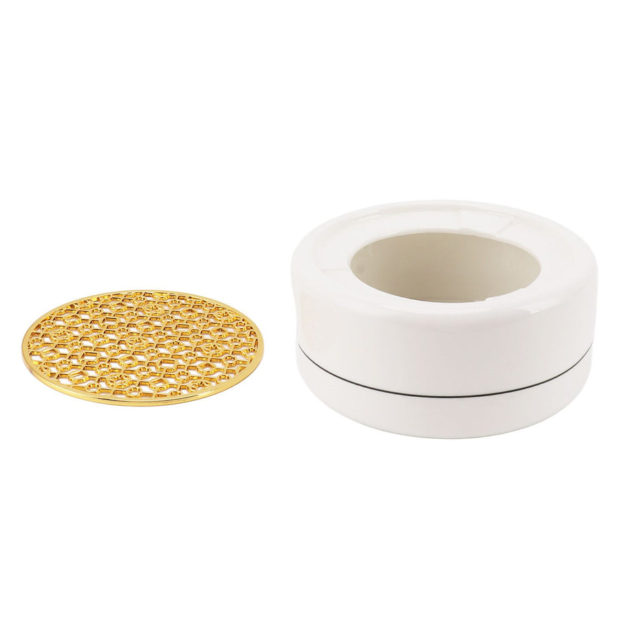 Ceramic Tea Pot Warmer with 11.8cm Gold Gasket Circular Concave Tea Kettle Heating Base for Home Kitchen Countertops