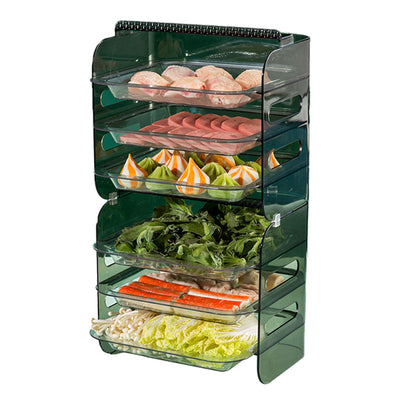 Multi Layer Food Tray Multifunctional Strong Capacity Durable Vegetable Fruit Preparation Plate 6 Layer Green