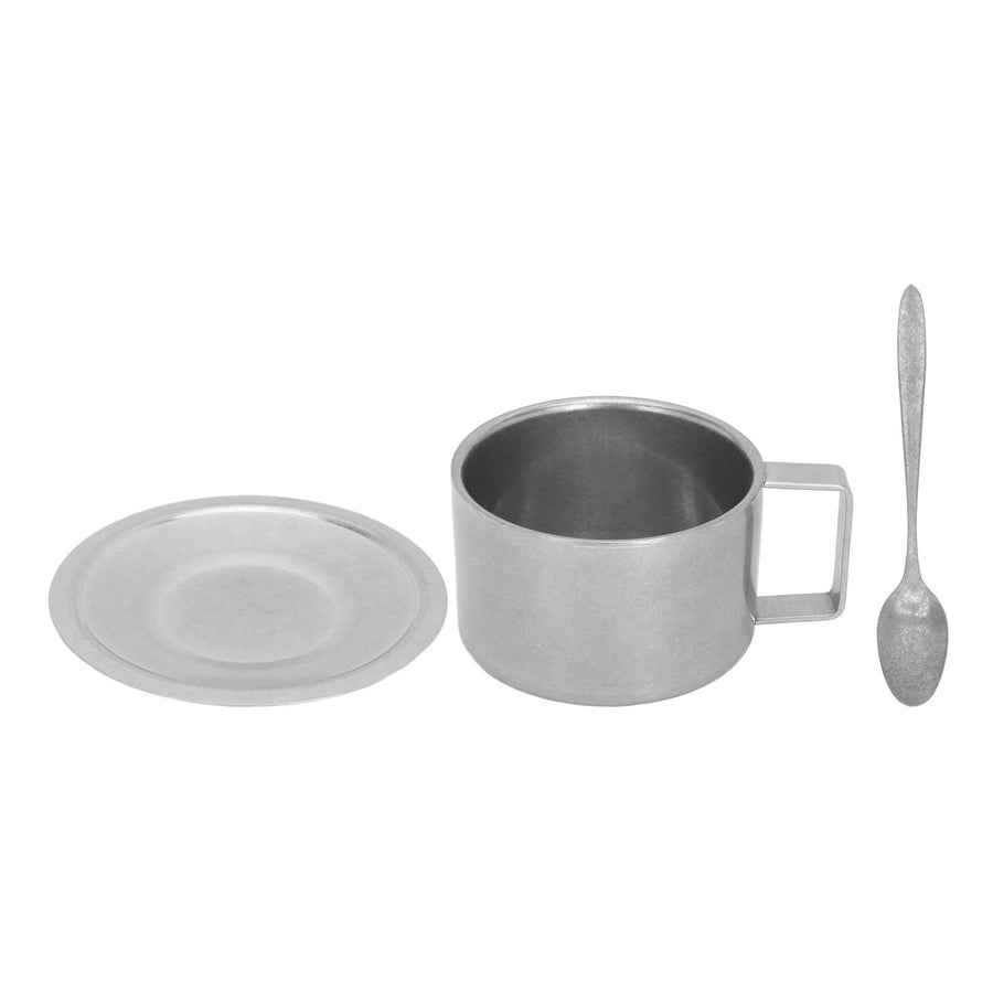 Insulated Coffee Cup Set Double Layer 304 Stainless Steel Coffee Mug with Saucer and Scoop for Home Camping Office 200ML