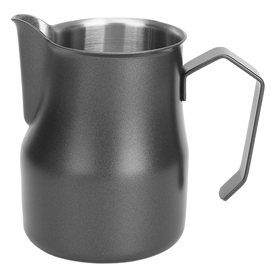 Milk Frothing Pitcher Coffee Steaming Pitcher 304 Stainless Steel Coffee Milk Cup Milk Frother Cup Olecranon Type Outlet Black 350ML