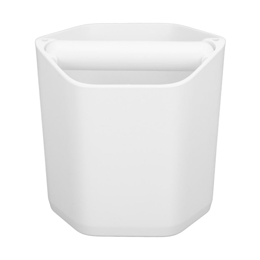 Coffee Knock Box Large Capacity Coffee Grounds Knock Box with Knock Bar and Nonslip Base White
