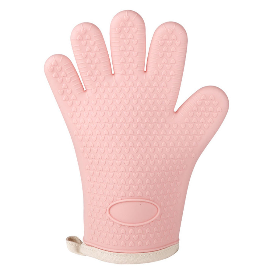 Thickened Silicone Anti Scalding Oven Glove Heat Resistant Silicone Cooking Glove for Microwave Oven Toaster pink Orange