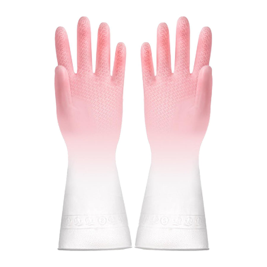 Kitchen Gloves Reusable Tight Fit Multifunctional Dishwashing Cleaning Waterproof Durable Household Gloves Pink