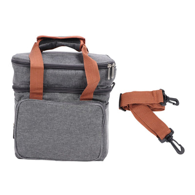 Lunch Bag 2 Deck Messenger Large Capacity Waterproof Leakage Proof 2 Way Zipper Insulated Lunch Box for Picnic Camp Office Grey