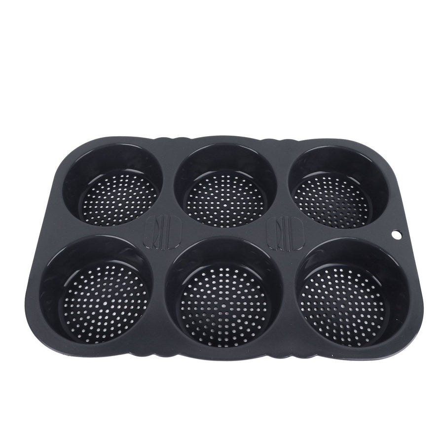 6 Cavity Hamburger Bun Mould Foldable Reusable Bread Mould ‑40℉ to +446℉ Heat Resistance Baking Mould for Kitchen