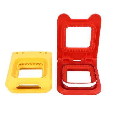2 Pcs Red and Yellow Square Sandwich Cutter Stainless Steels Sandwich Cutters Set Sandwich Cutting Mold
