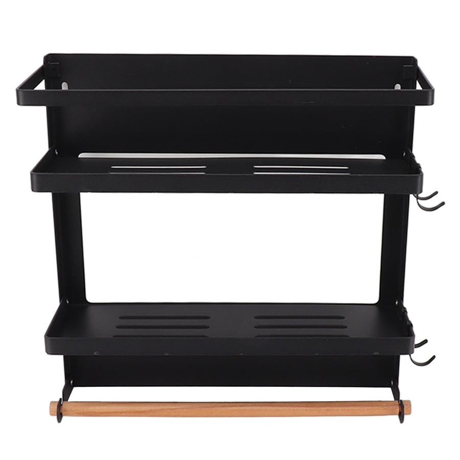 Magnetic Fridge Spice Rack Foldable Multifunctional Adjustable Durable Refrigerator Side Shelf for Kitchen 11.8in Double Tier