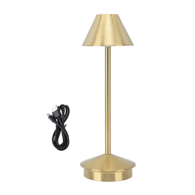 Cordless Table Lamp Modern Style Iron Art 3 Color Stepless Dimming Portable LED Desk Lamp with Touch Control Gold