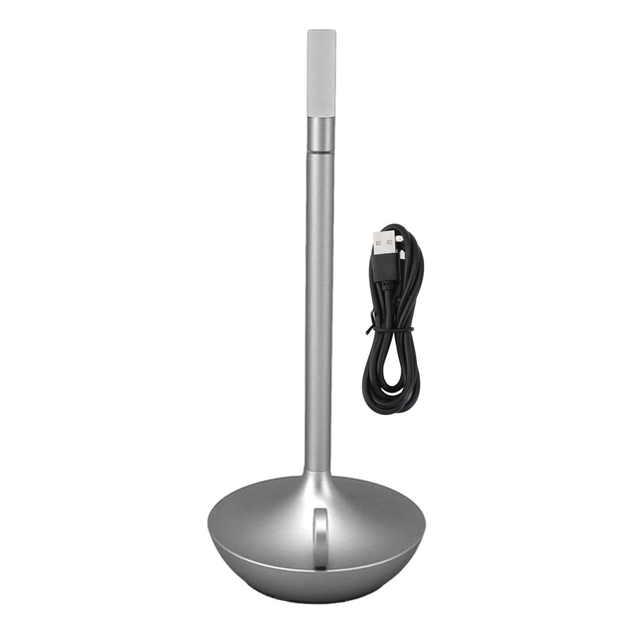 Cordless Table Lamp Innovative Candle Shape 3 Levels Brightness Dimmable Rechargeable LED Desk Lamp Silver