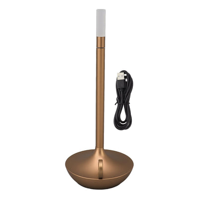 Cordless Table Lamp Innovative Candle Shape 3 Levels Brightness Dimmable Rechargeable LED Desk Lamp Gold
