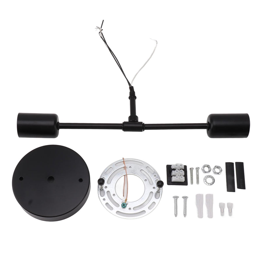E27 E26 Double Wall Light Base Iron 85‑265V Black Modern Light Holder Base for Living Room Bathroom Dressing Room