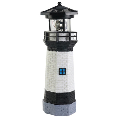 Solar Powered Lighthouse Environmentally Friendly Energy Saving Solar Lighthouse with Rotating Beacon for Garden Decor Black