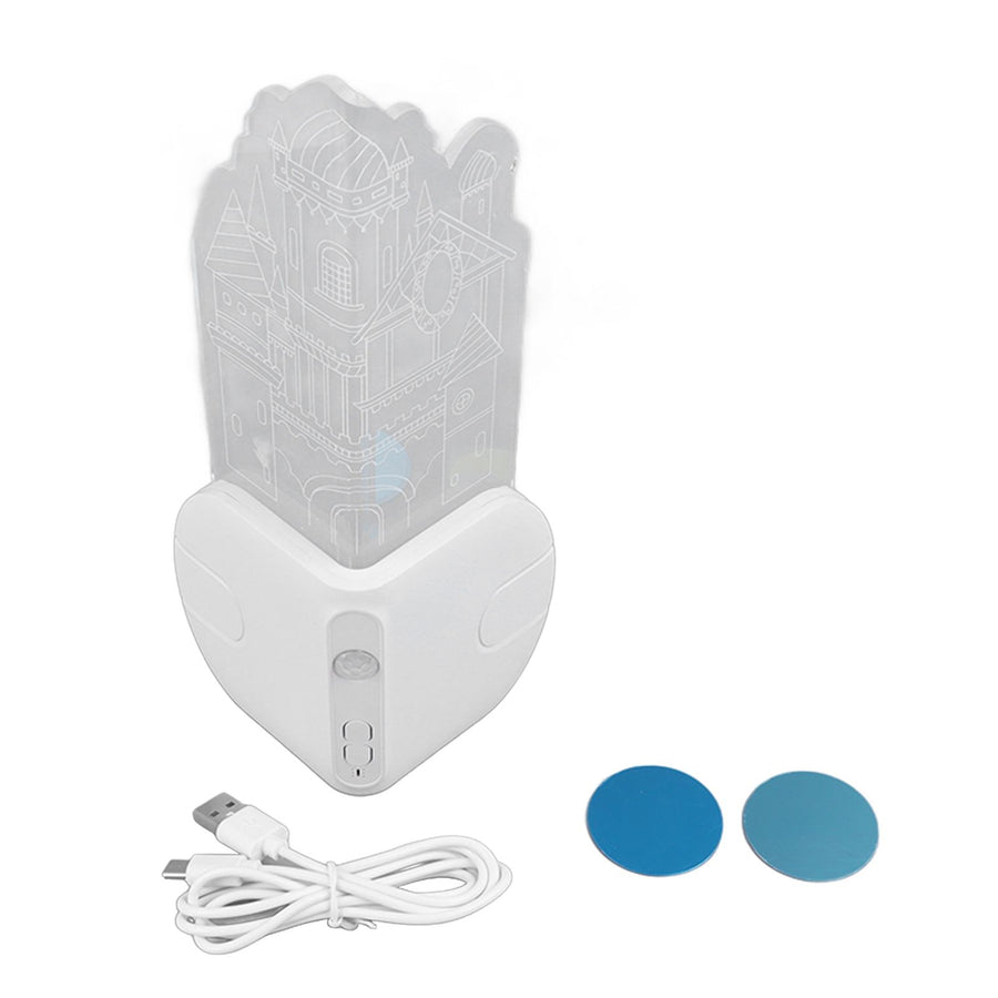 Motion Sensor Castle Night Light USB Charging Castle Wall Corner Nightlight for Hallway Staircase Bedroom
