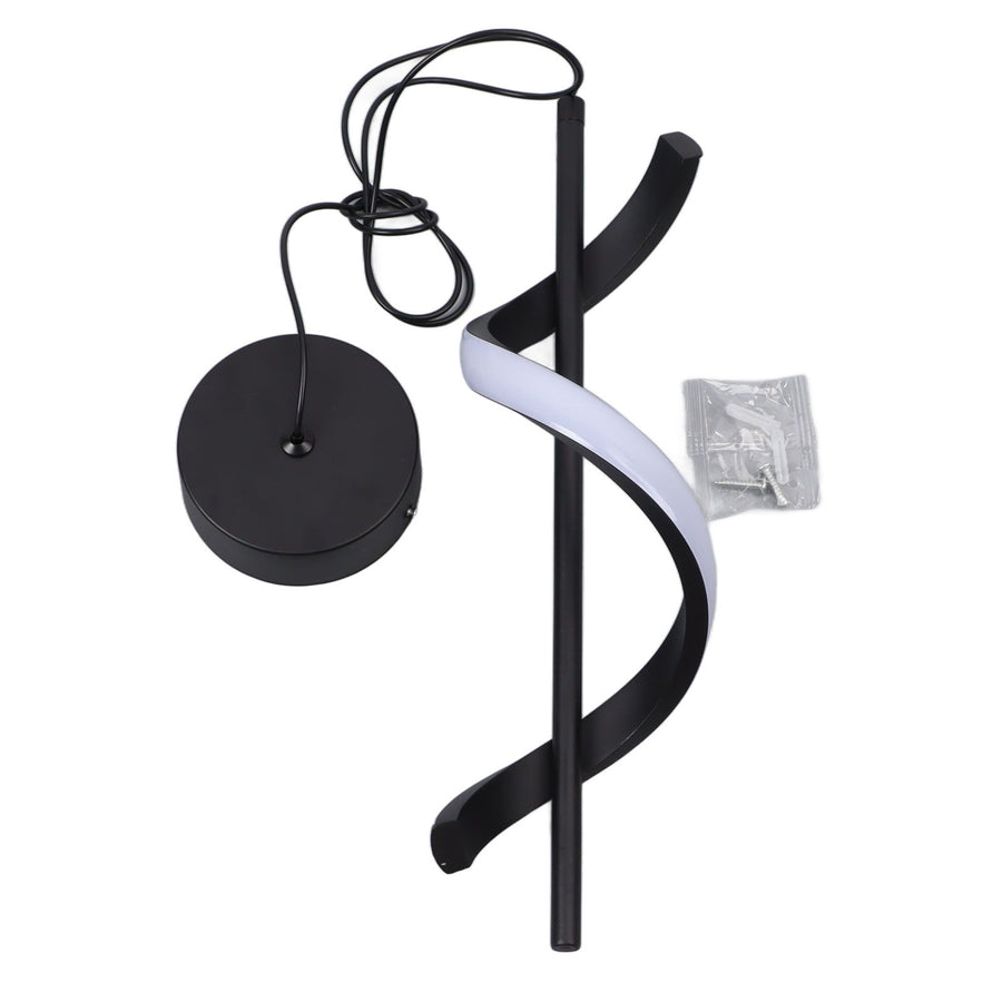 Spiral LED Pendant Light Black Glareless Bright Eyes Protection LED Hanging Lamp for Living Room Cafe Family 85‑265V Warm Light