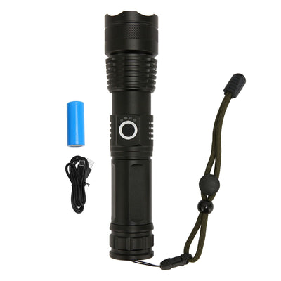 LED Flashlight Zoomable P50 Beads 5000lm 3 Light Modes Battery Display Bright Flashlight for Outdoor Adventure Camping