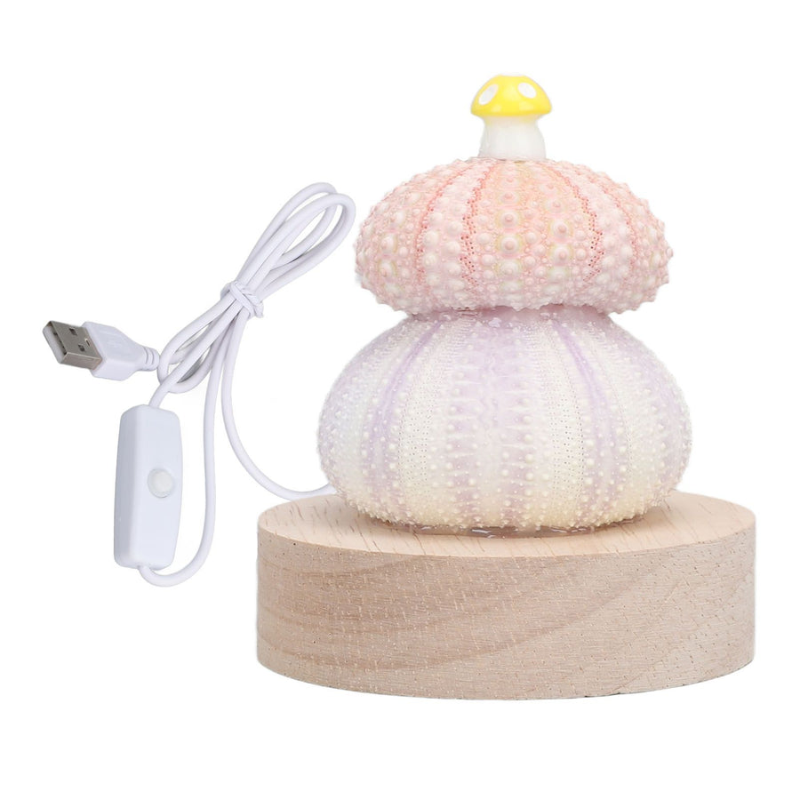 LED Night Lamp Warm White USB Plug In Natural Shell Body Cute Mushroom Decor Bedside Night Light