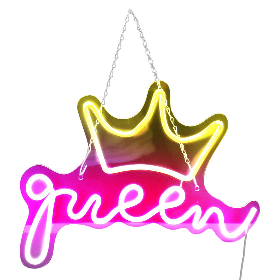 LED Neon Sign Bright USB Powered Decorative Crown Queen Wall Neon Light for Kids Room Bedroom Party