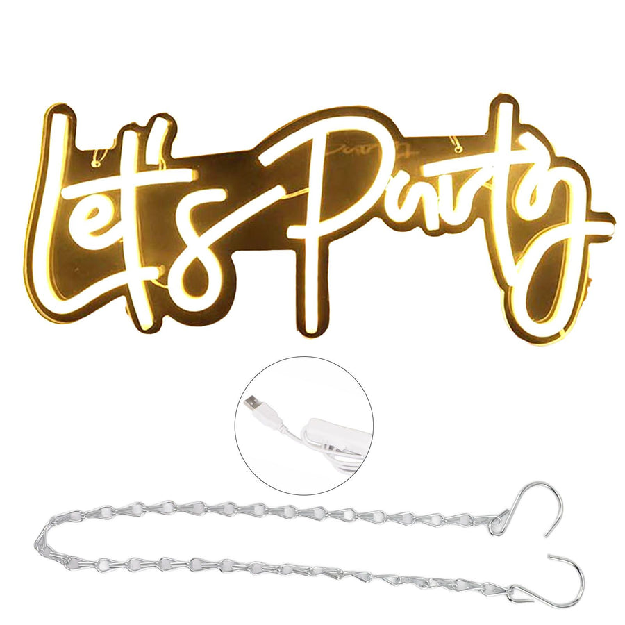 Party Neon Sign USB Powered Highly Transparent Acrylic Backsheet LED Neon Light Wall Sign for Bedroom Decoration Warm White