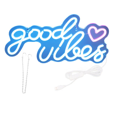 Neon Sign Good Vibes LED Light Acrylic USB Powered Wall Hang Neon Wall Decor for Bar Party Wedding Bedroom
