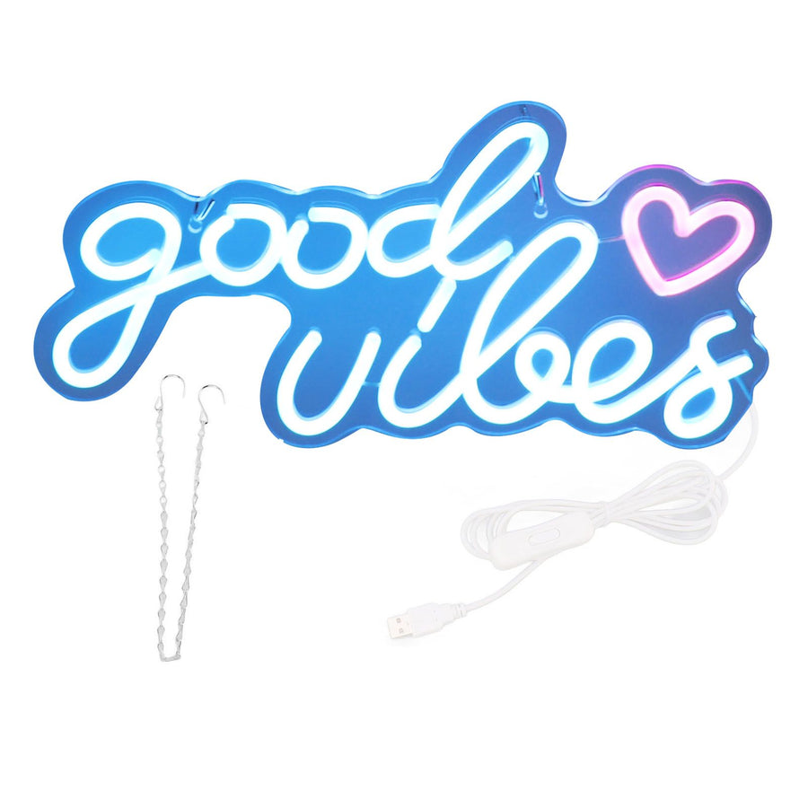 Neon Sign Good Vibes LED Light Acrylic USB Powered Wall Hang Neon Wall Decor for Bar Party Wedding Bedroom
