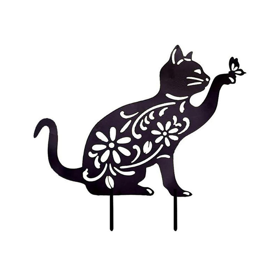 Cat Decorative Garden Stake Iron Hollow Exquisite Cat Garden Decor