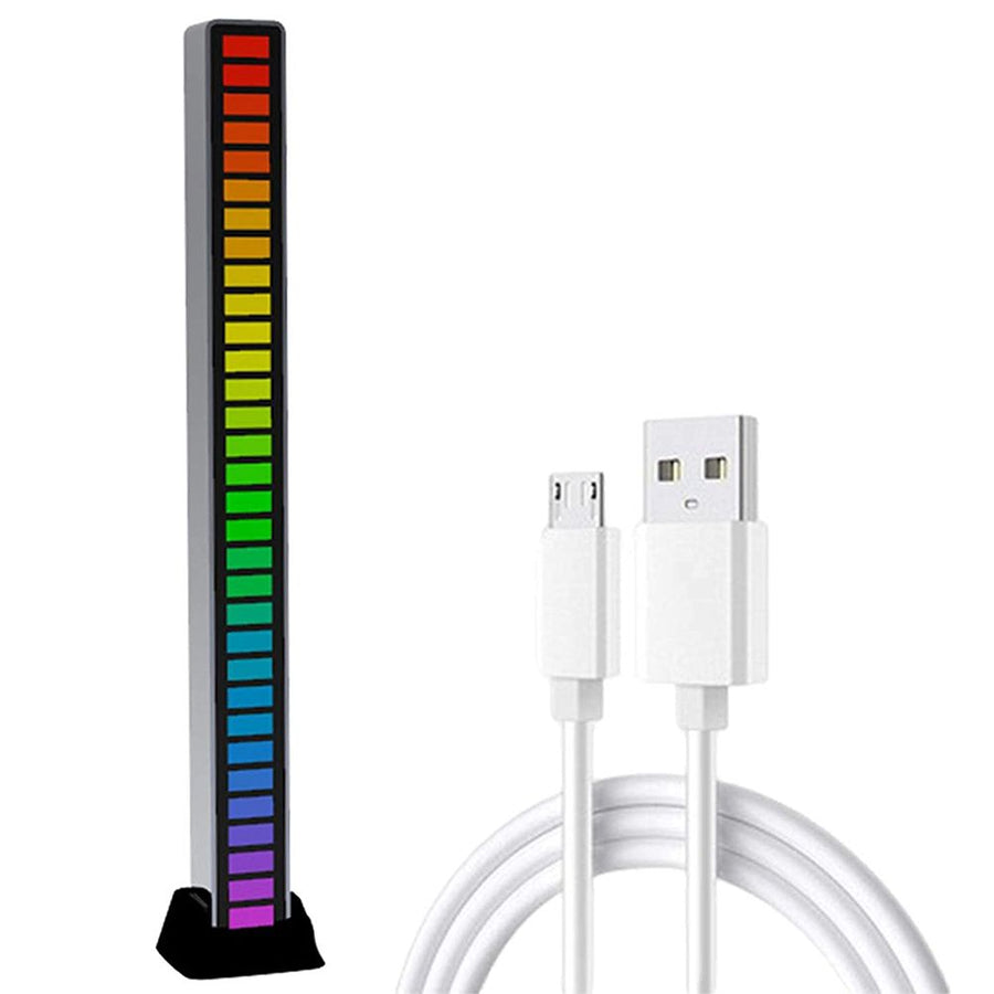 RGB Sound Reactive LED Light Bar LED Colorful Sound Control Audio Music Rhythm Dynamic Level Indicator Display Strip Light for Car Gaming PC TV Room