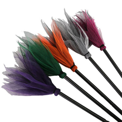 5Pcs Halloween Witch Brooms Plastic Witch Broomstick Wizard Flying Broom for Halloween Party Haunted House Decoration
