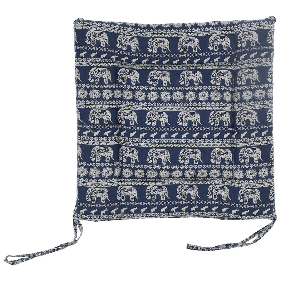 Chair Cushion Simple Pure Cotton Linen Thick NonSlip Soft Seat Cushion for Floor(Blue Elephant )