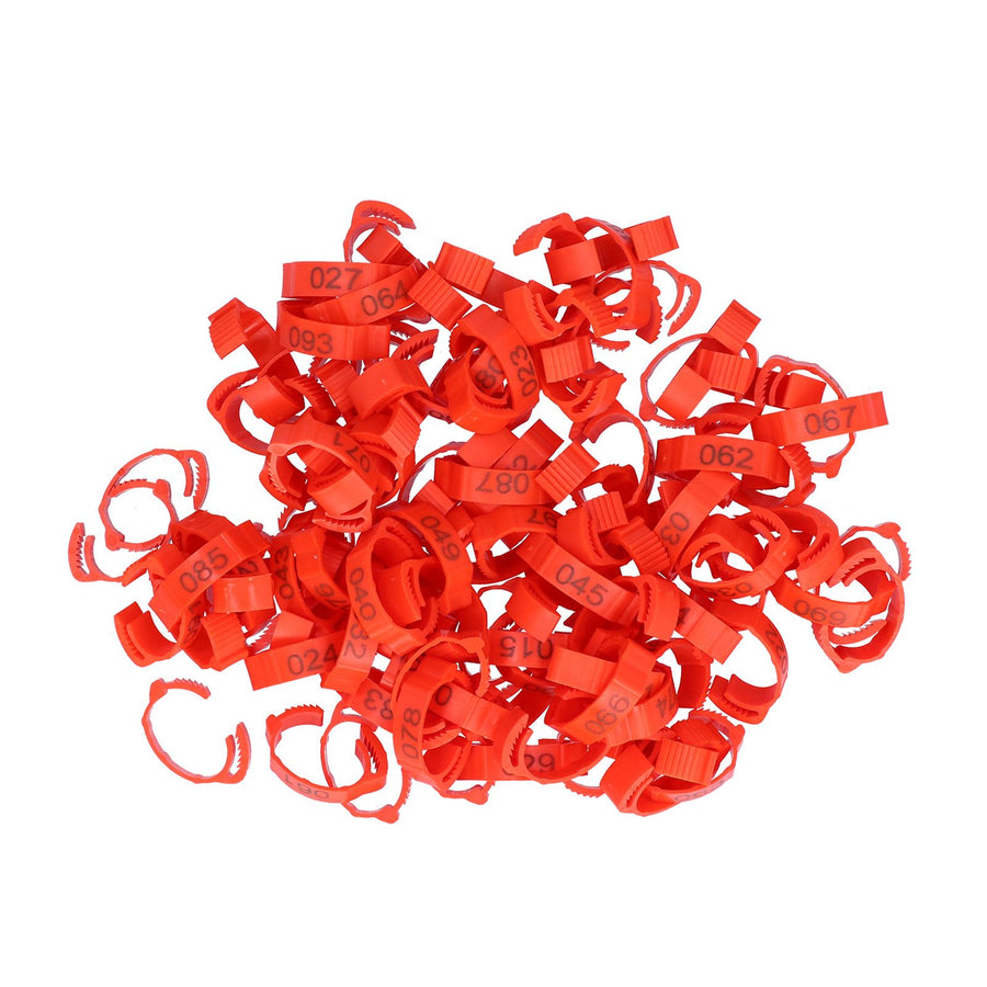 100PCS/Bag Poultry Leg Bands ClipOn Foot Rings with 01100 Numbers for Chicken Duck Goose Supplies