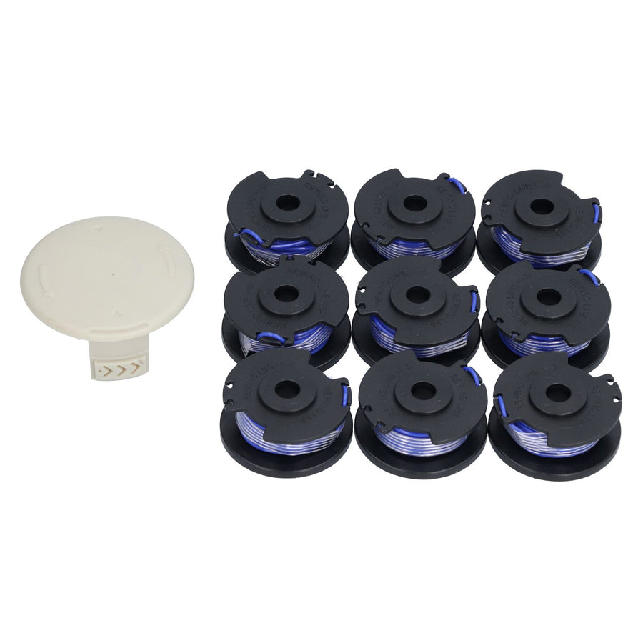 9Pcs Trimmer Spool Line with Cap Replacement Parts Fit for Ryobi 18/24/40V Lawn Mower