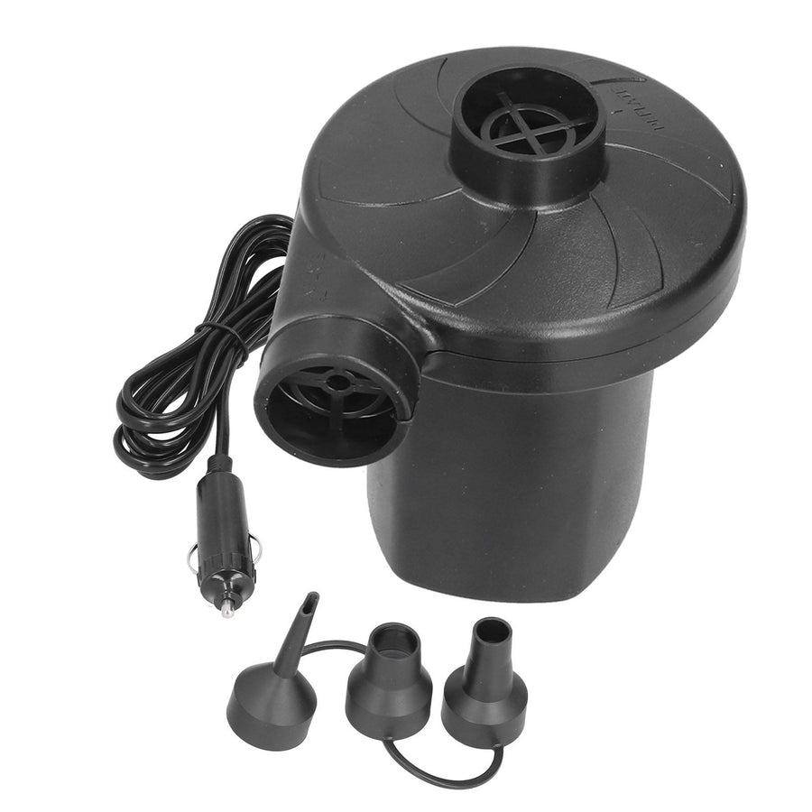 12V Air Pump ABS Electric Inflation Pump with 3 Nozzles Powerful Portable for Inflatable Toy Boat