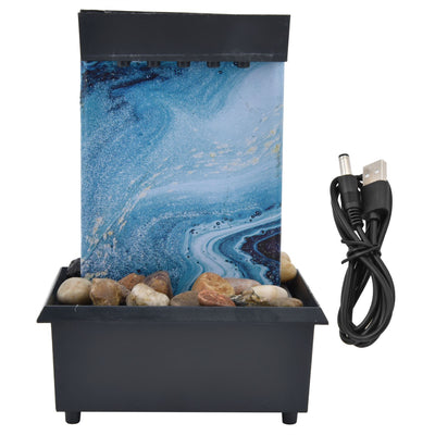 3V USB Marble Water Fountain Ornaments LED Tabletop Fountain with Stones for Home Office Table Decoration