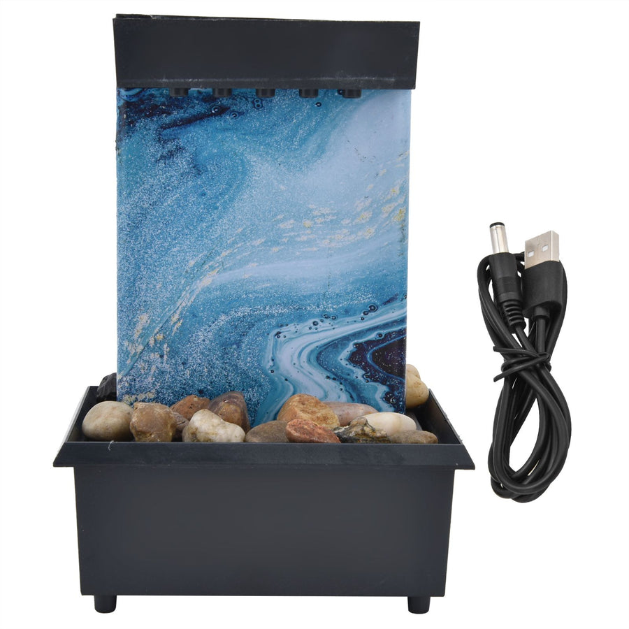 3V USB Marble Water Fountain Ornaments LED Tabletop Fountain with Stones for Home Office Table Decoration
