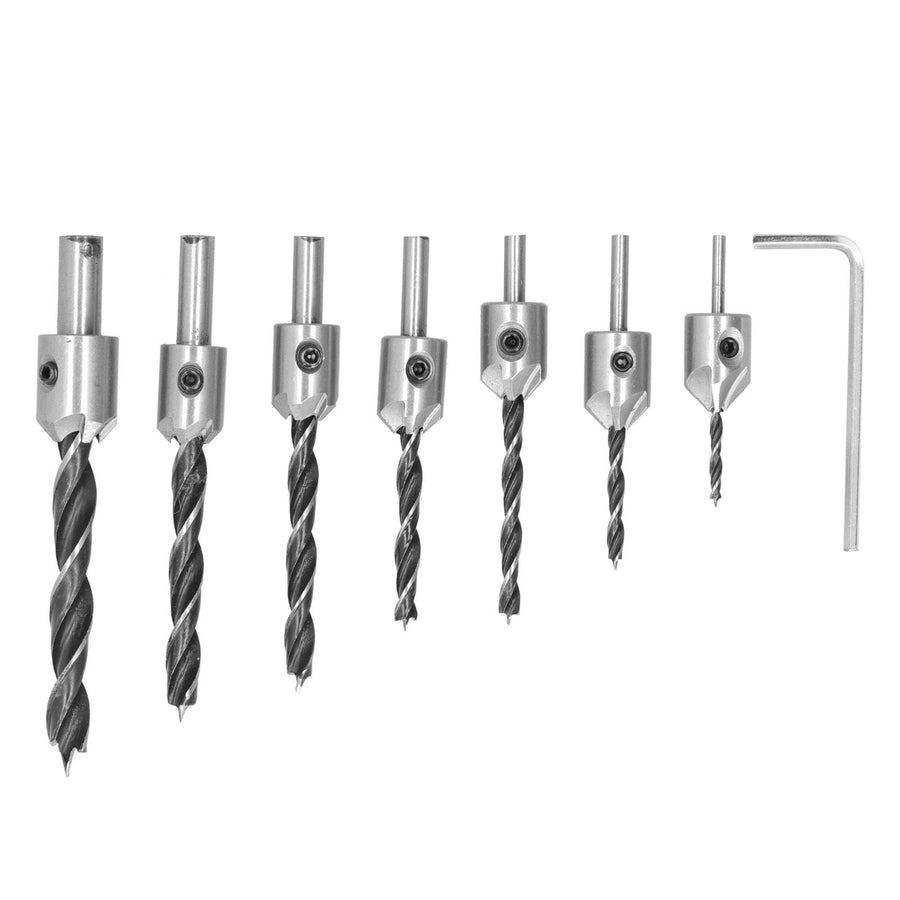 7Pcs Countersink Drill Bits Set Woodworking High Speed Steel Counter Sinker Drill Bit for Carpentry