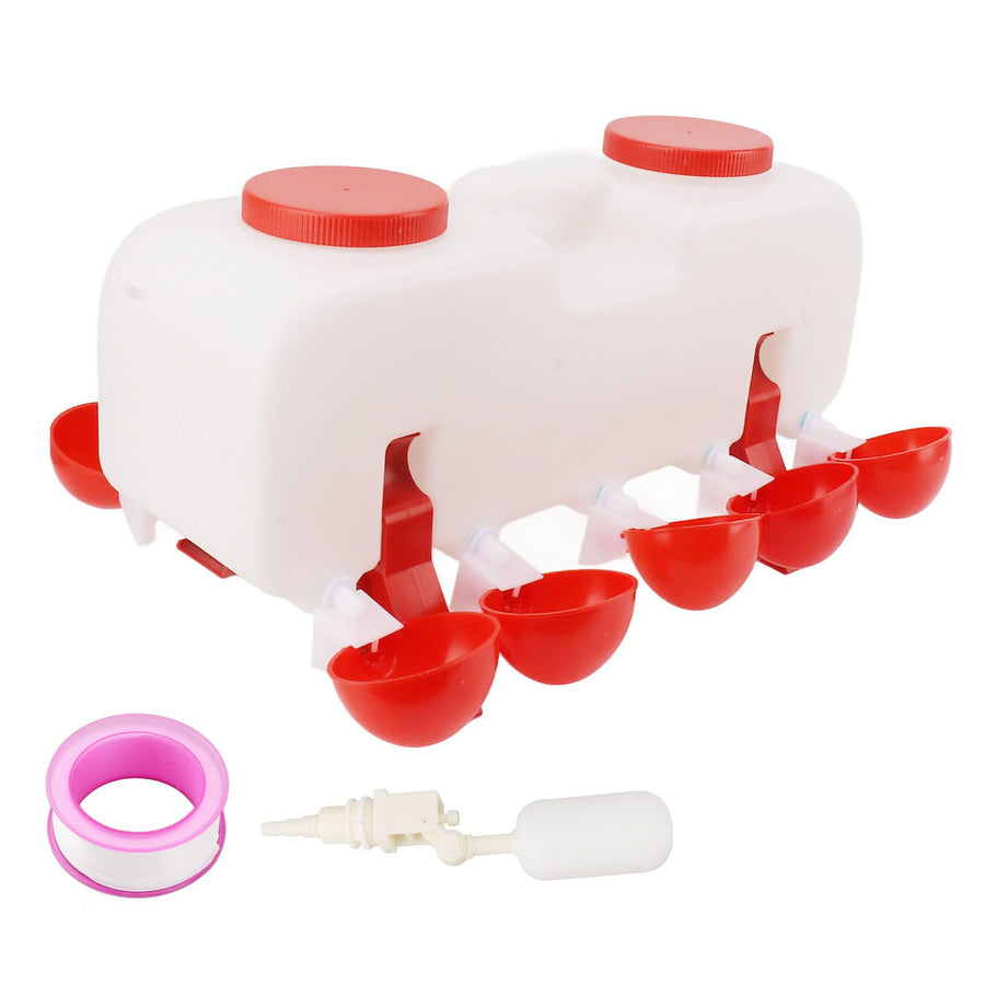 Automatic Chicken Waterer 10L Large Poultry Drinking Cups with 10pcs Bowls for Duck Goose