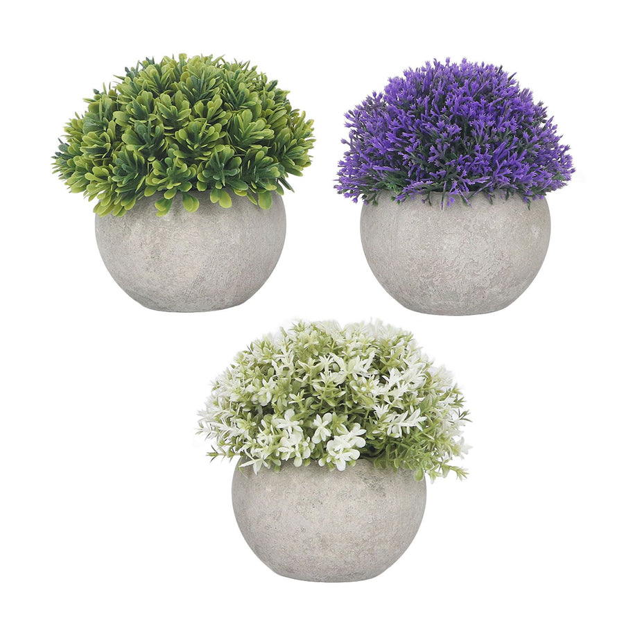 3PCS Artificial Potted Plant Fake Plants Realistic Round Base Long Lasting Easy Maintenance Simulated Decor for Home