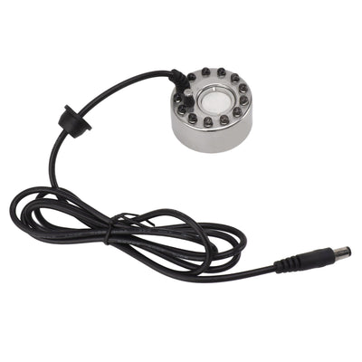 Color 12 LED Mist Maker Fogger Water Fountain Pond Fog Atomizer Humidifier with DC 5V Interface for Water Fountain Pond Rockery Fishtank