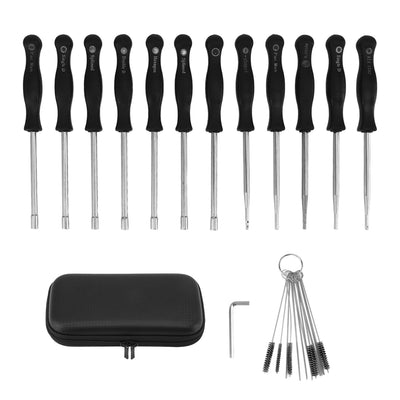 Carburator Adjusting Kit with 12 Screwdrivers 1 String Steel Brush Comfort Grip Carburetor Repair Tools for 2 Cycle Carburetor Engines Trimmer