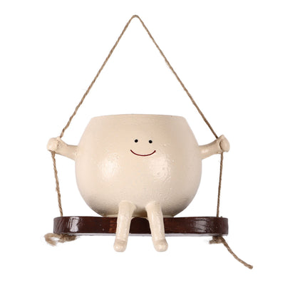 Swing Face Planter Resin Wall Hanging Head Planter Smiling Face Succulent Flower Pot for Indoor Outdoor Decoration