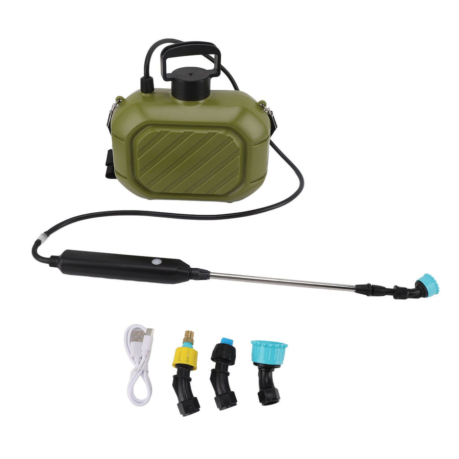 Battery Powered Sprayer 5L Rechargeable Portable Electric Garden Sprayer with Telescopic Wand and Shoulder Strap for Home Lawn Green