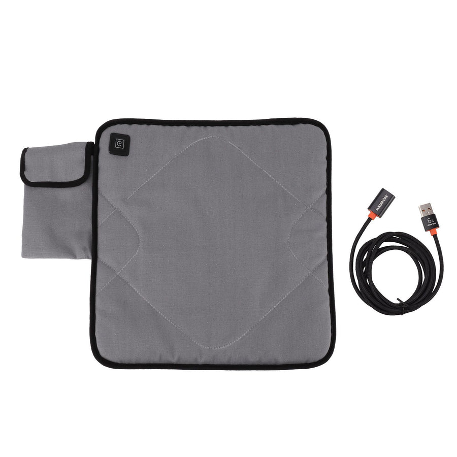 Portable Heated Seat Cushion USB Heated Seat Cushion Adjustable Temperature Heated Chair Cushion for Fishing Camping Light Gray