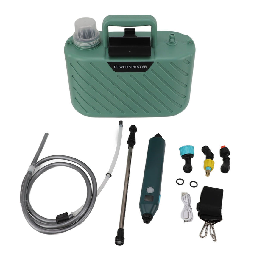 Electric Plant Sprayer Battery Powered 5L with 3 Nozzles Retractable Wand Adjustable Shoudler Strap Garden Sprayer for Lawn Green